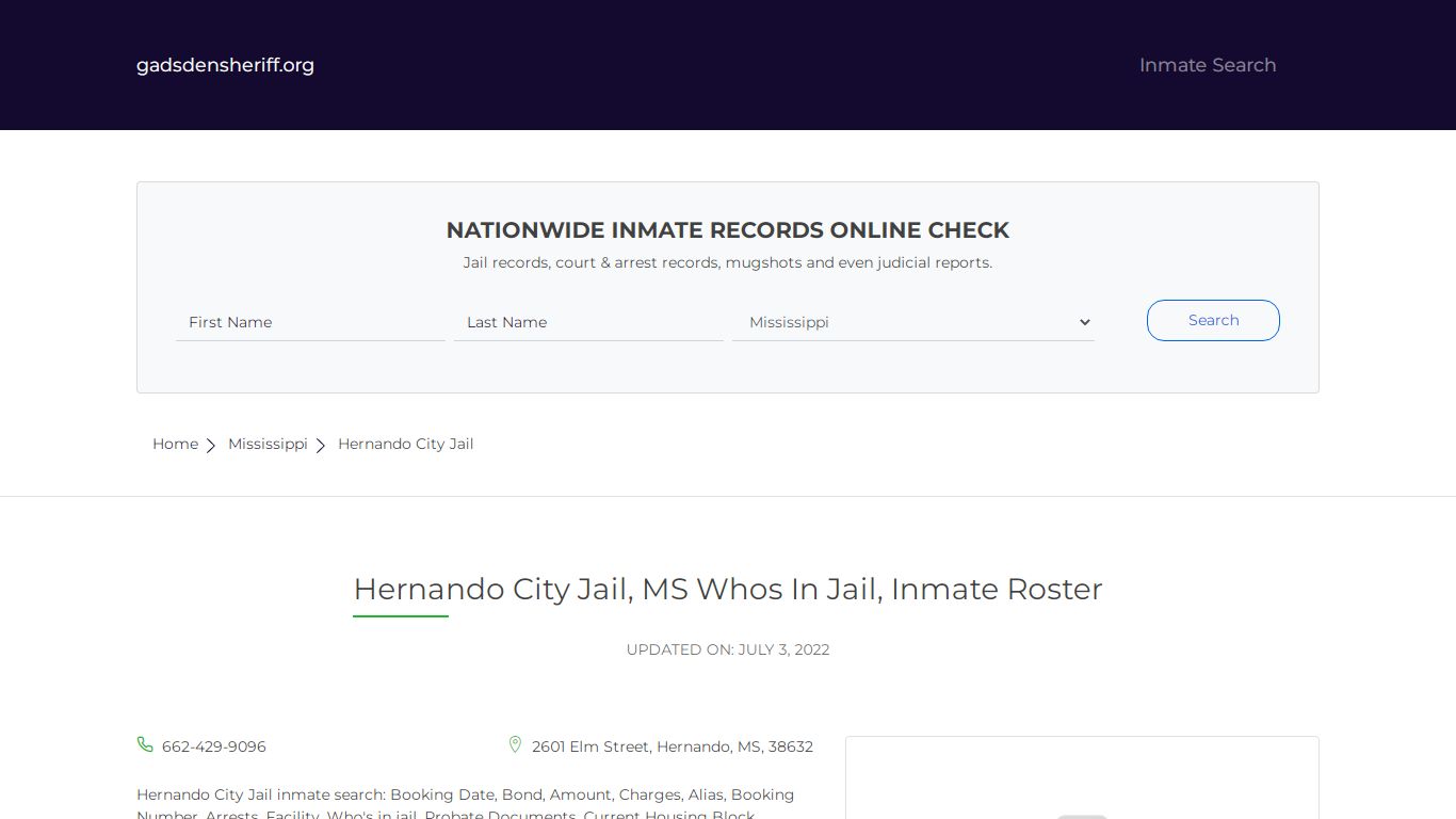 Hernando City Jail, MS Inmate Roster, Whos In Jail