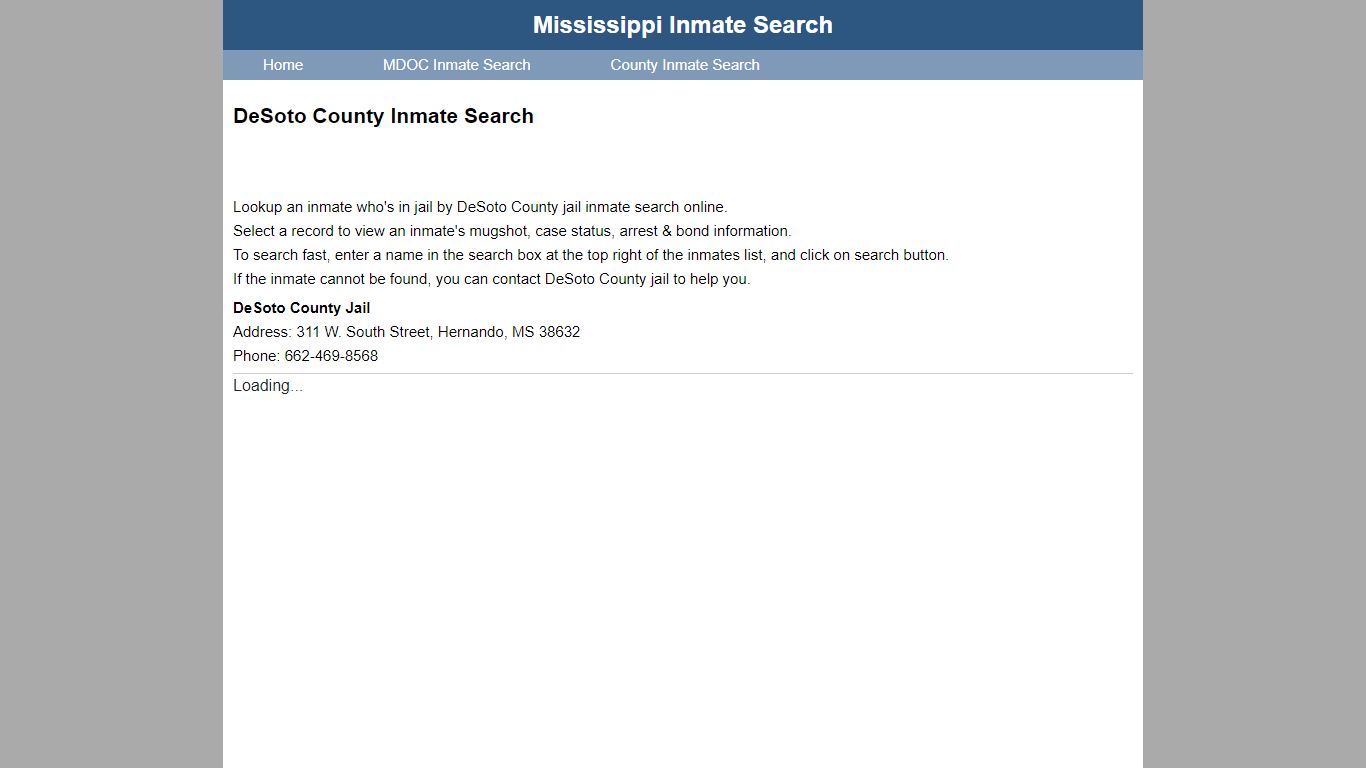 DeSoto County Inmate Search